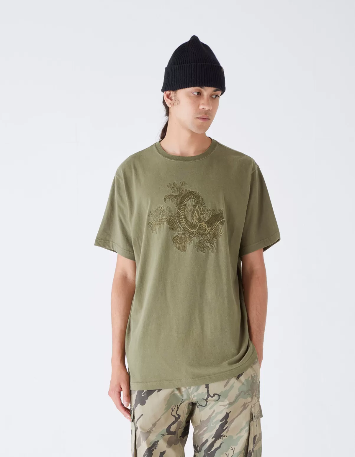 Maharishi 4243 Water Dragon Embroidered T-Shirt