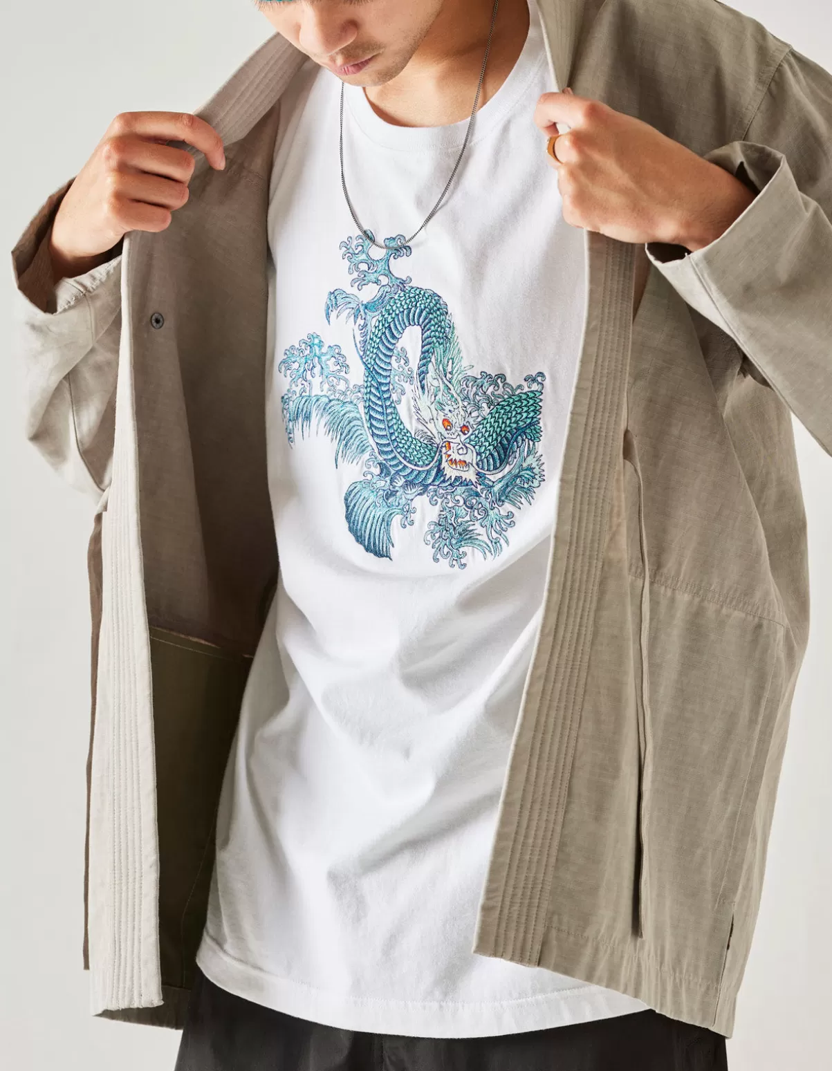 Maharishi 4243 Water Dragon Embroidered T-Shirt