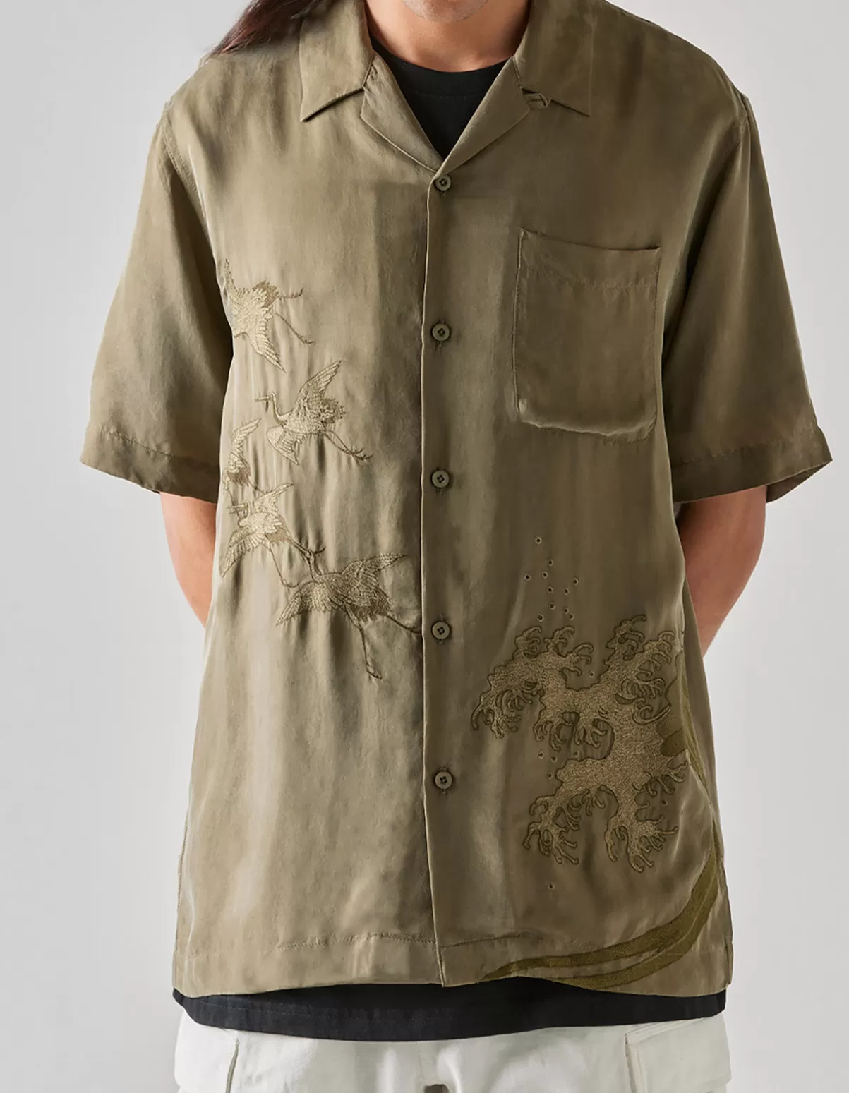 Maharishi 4508 Flying Cranes Embroidered Shirt