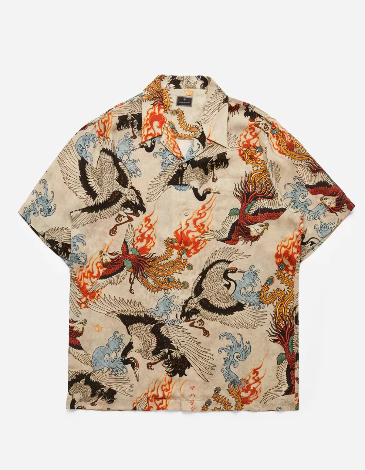 Maharishi 4509 Peace Cranes Camp-Collar Shirt