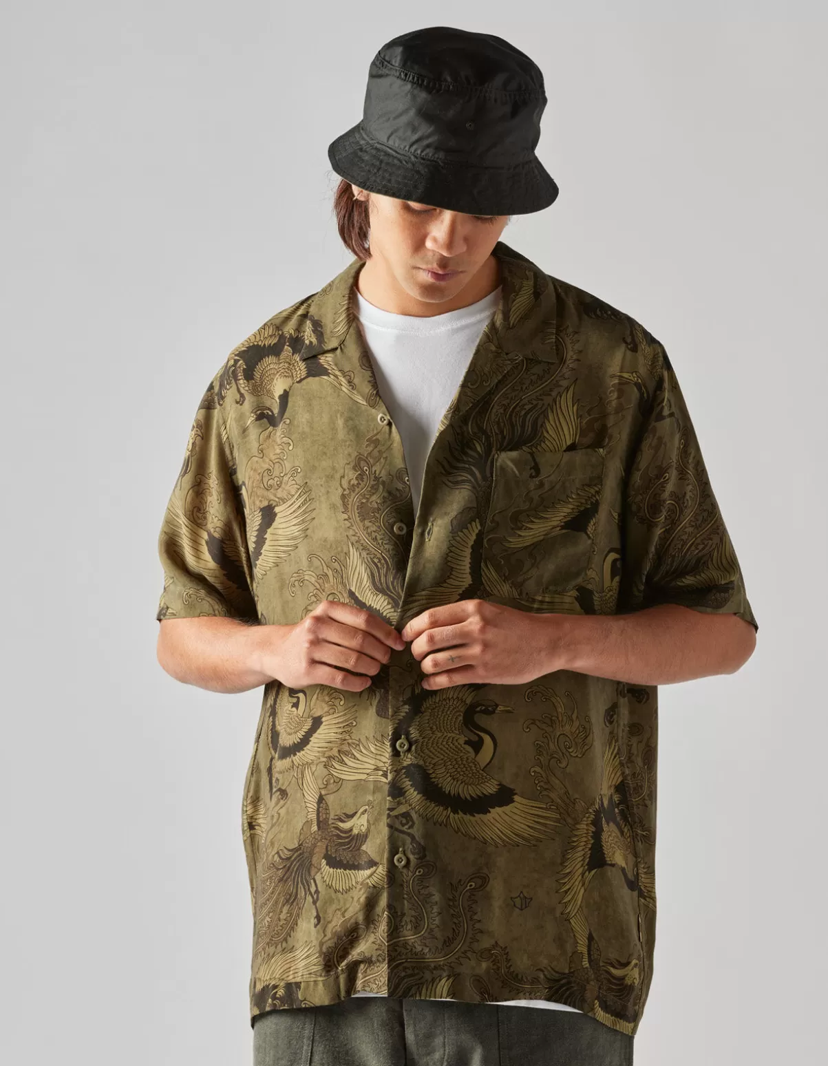 Maharishi 4509 Peace Cranes Camp-Collar Shirt